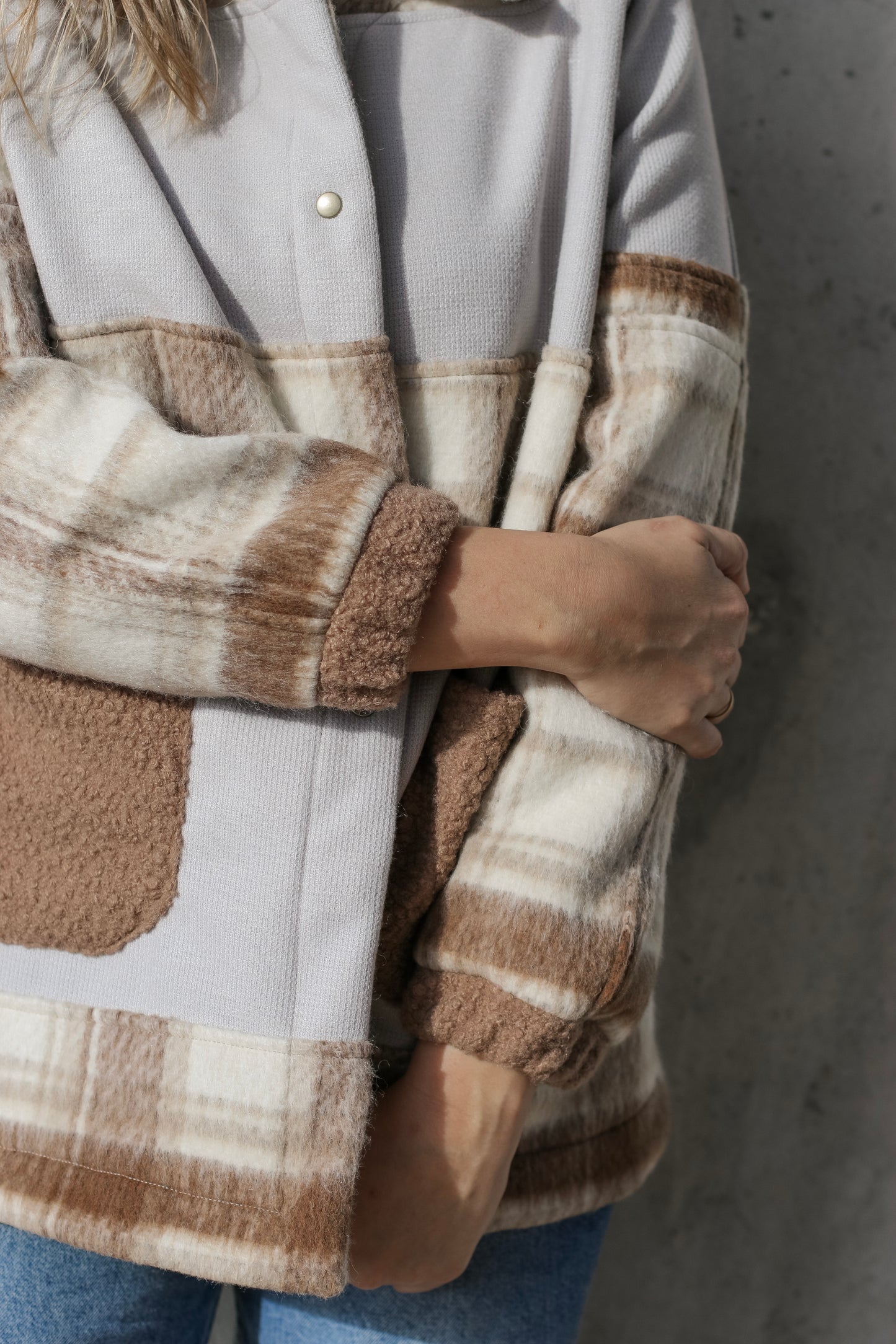 Adore Raglan Sleeve Long Jacket -Patchwork Jacket (L/XL) - ONE OF A KIND