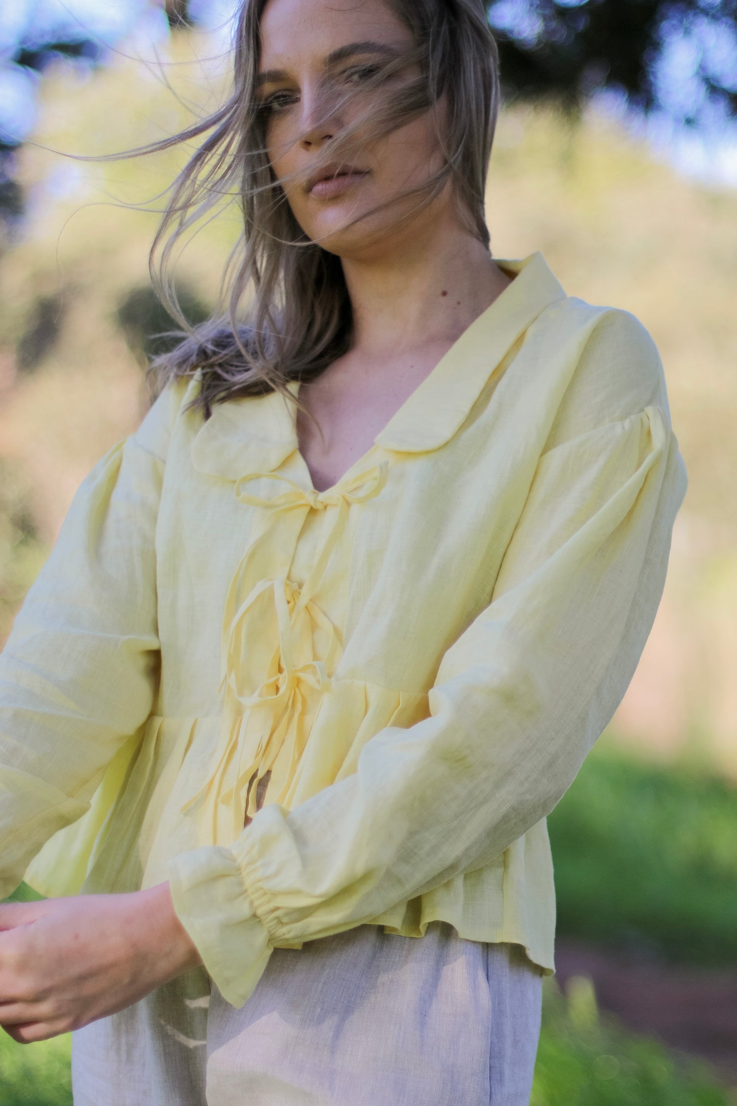 Adore Linen Bow Blouse