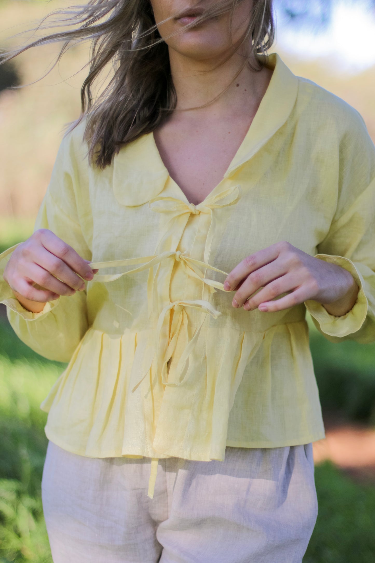 Adore Linen Bow Blouse