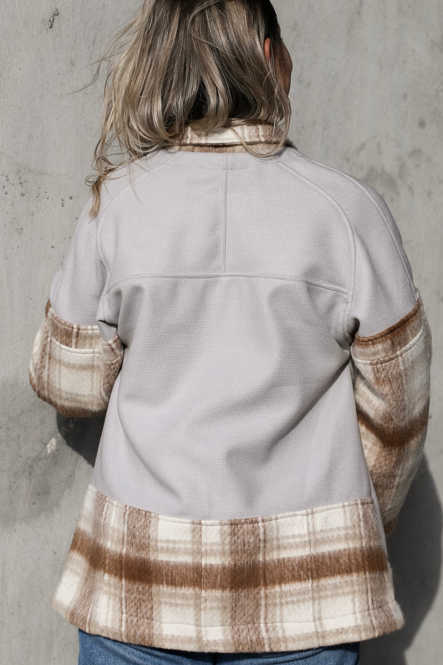 Adore Raglan Sleeve Long Jacket -Patchwork Jacket (L/XL) - ONE OF A KIND