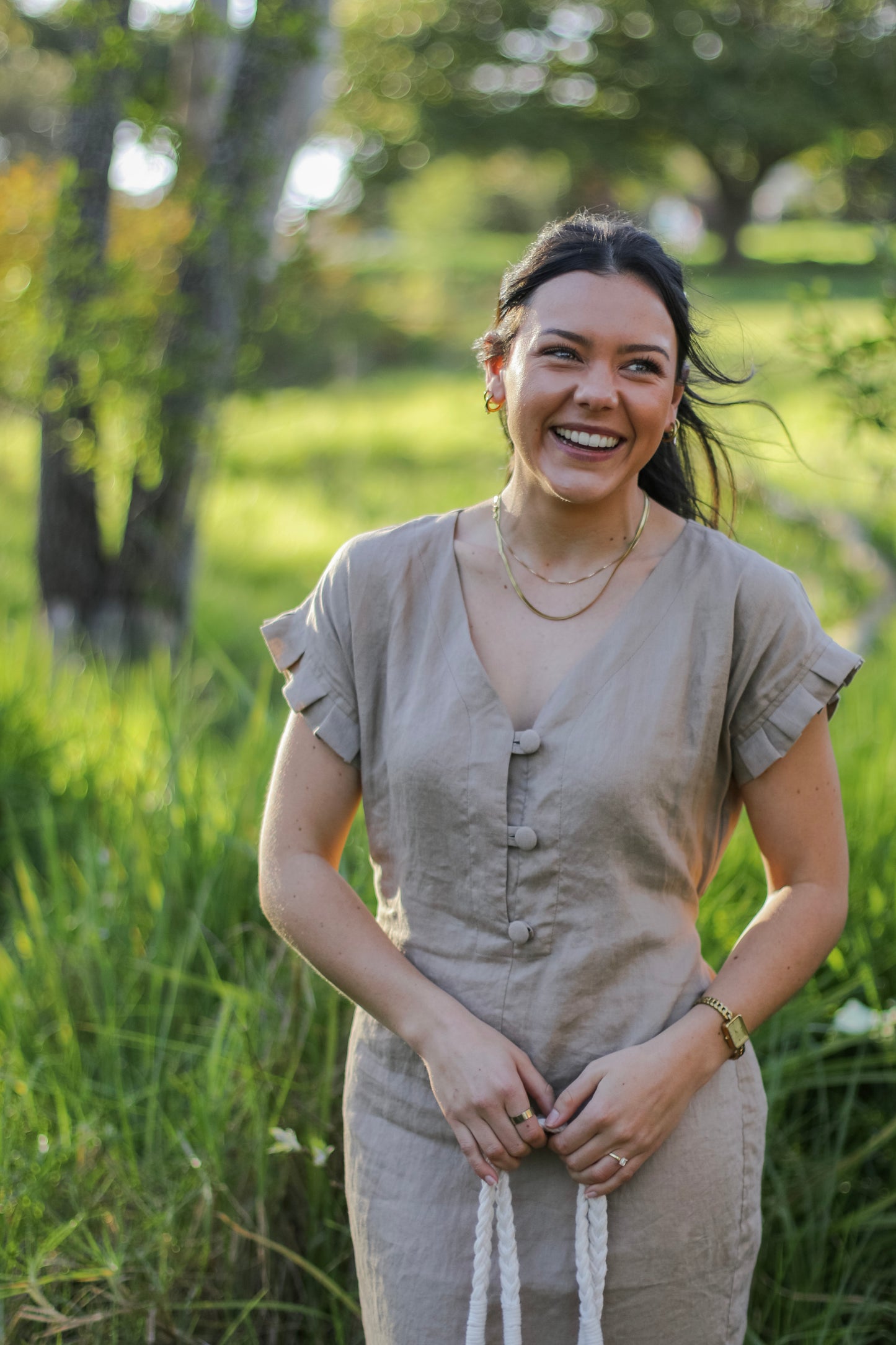 Adore Linen Button Dress