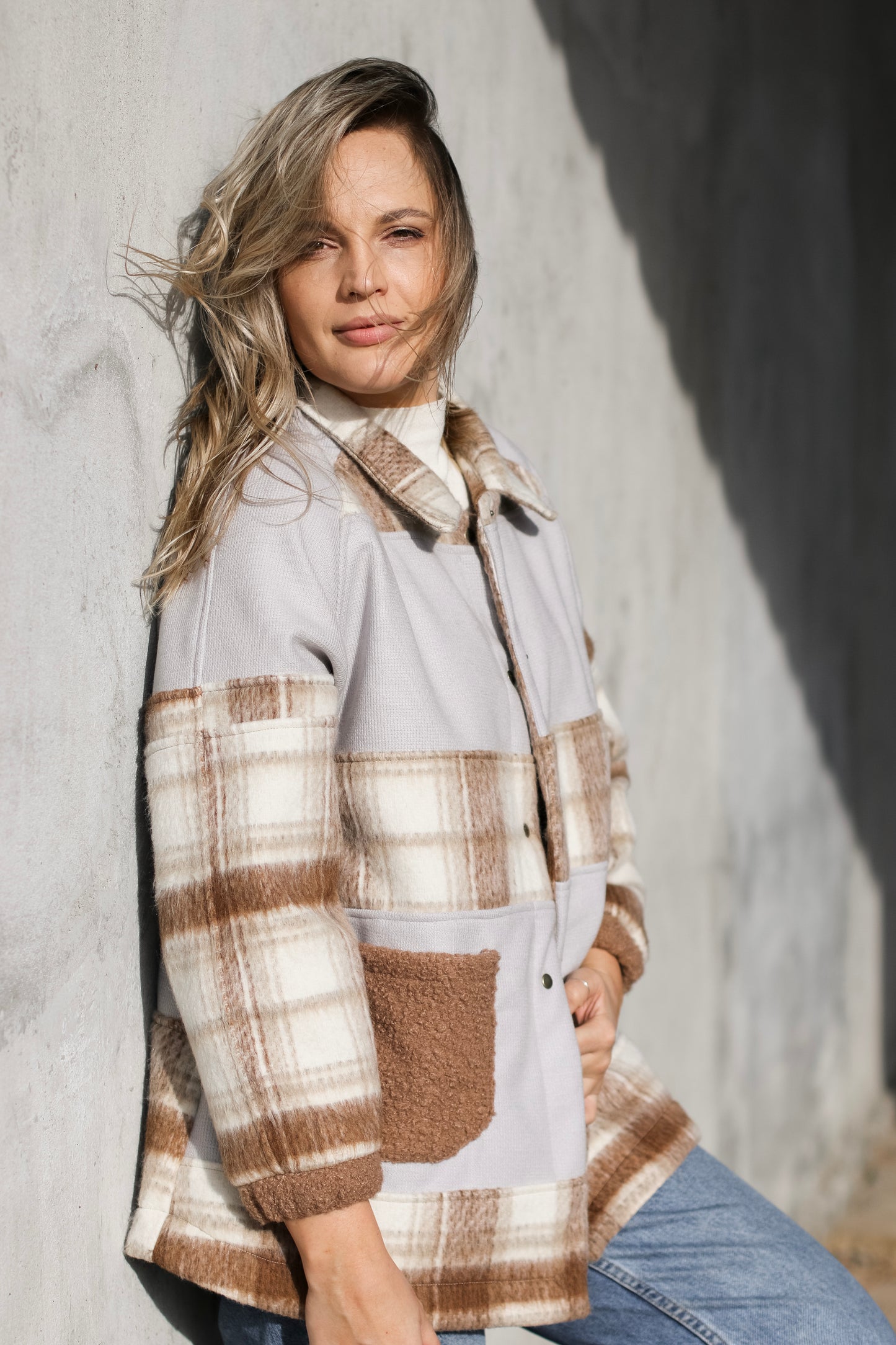 Adore Raglan Sleeve Long Jacket -Patchwork Jacket (L/XL) - ONE OF A KIND