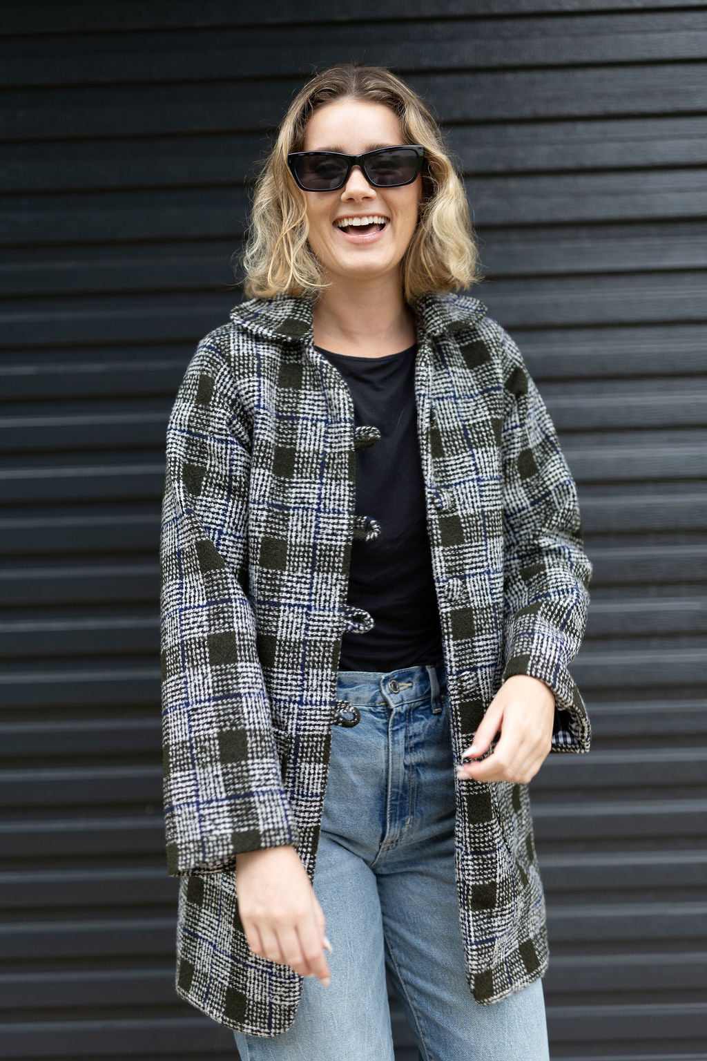 Olive & Blue Tweed Coat (Lined)