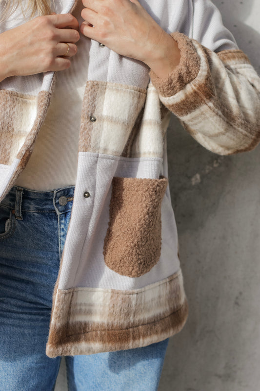 Adore Raglan Sleeve Long Jacket -Patchwork Jacket (L/XL) - ONE OF A KIND
