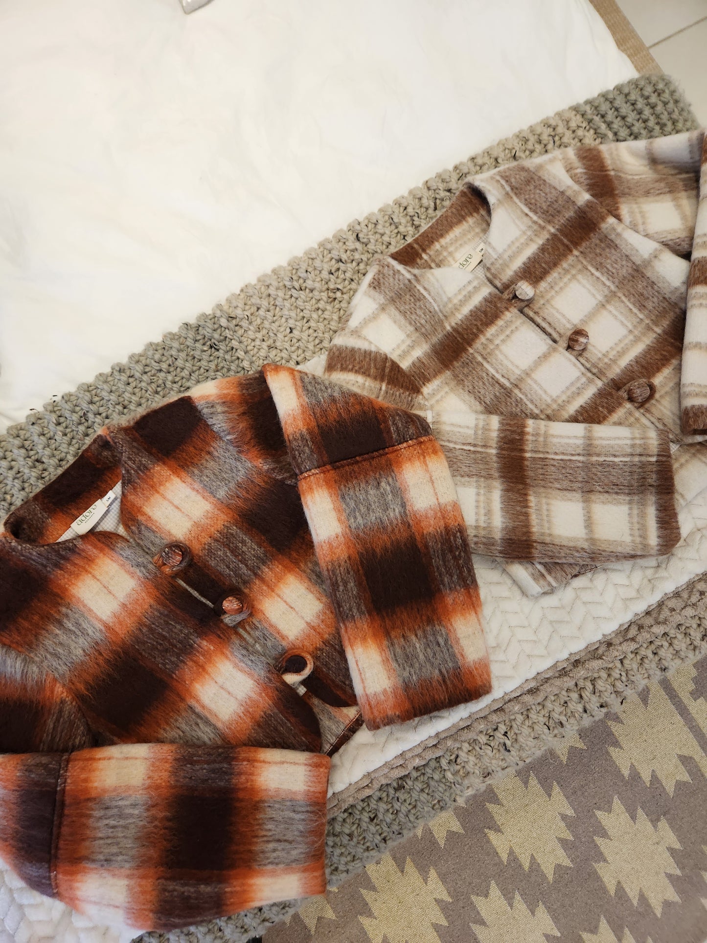 Brown & Rust Check - Crop Lined jacket