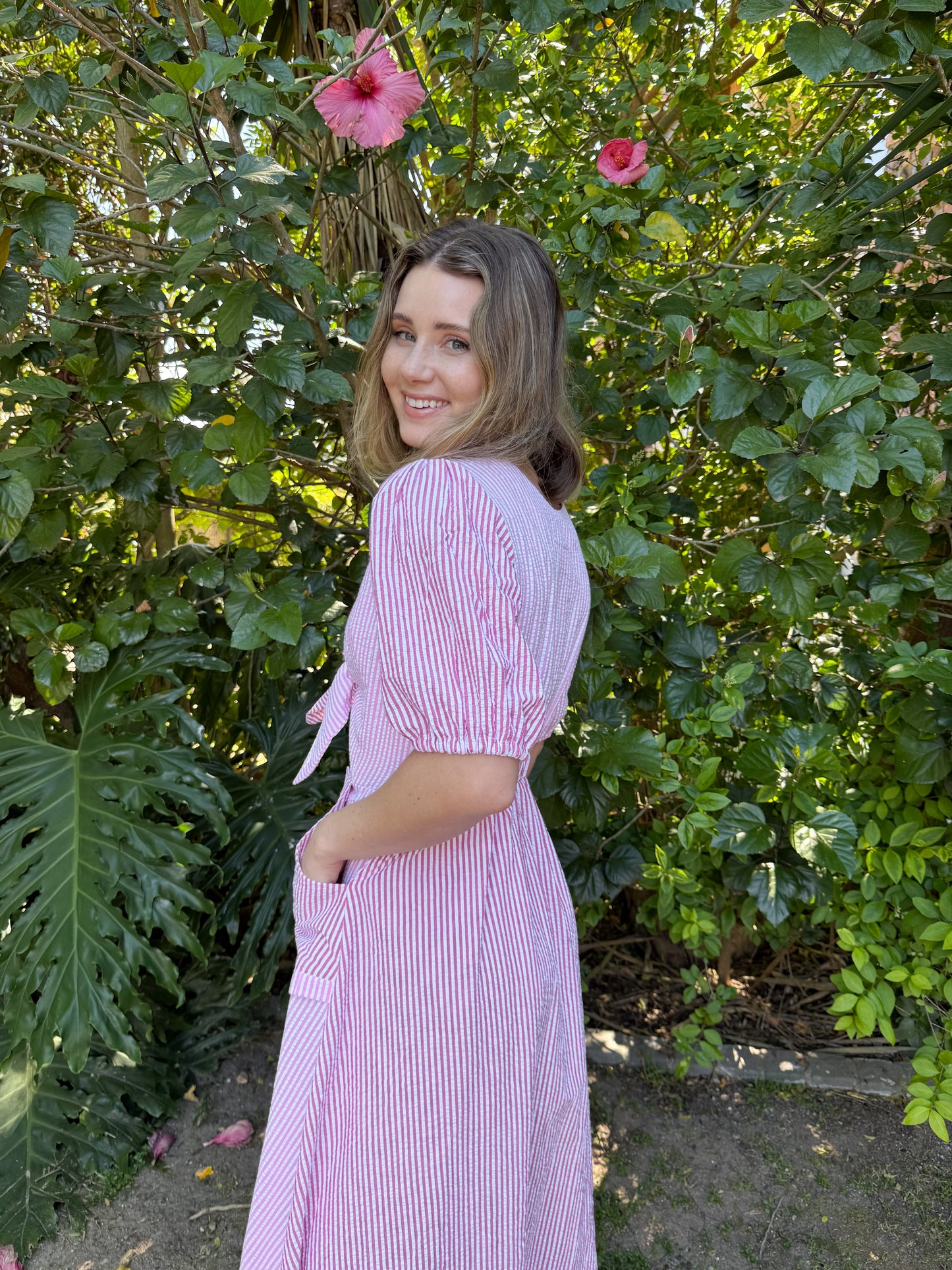 Adore Red & Pink Knot Dress