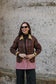 Adore Raglan Sleeve Long Jacket - Multi-colour Check & Pink Suede Scuba (S/M) - ONE OF A KIND