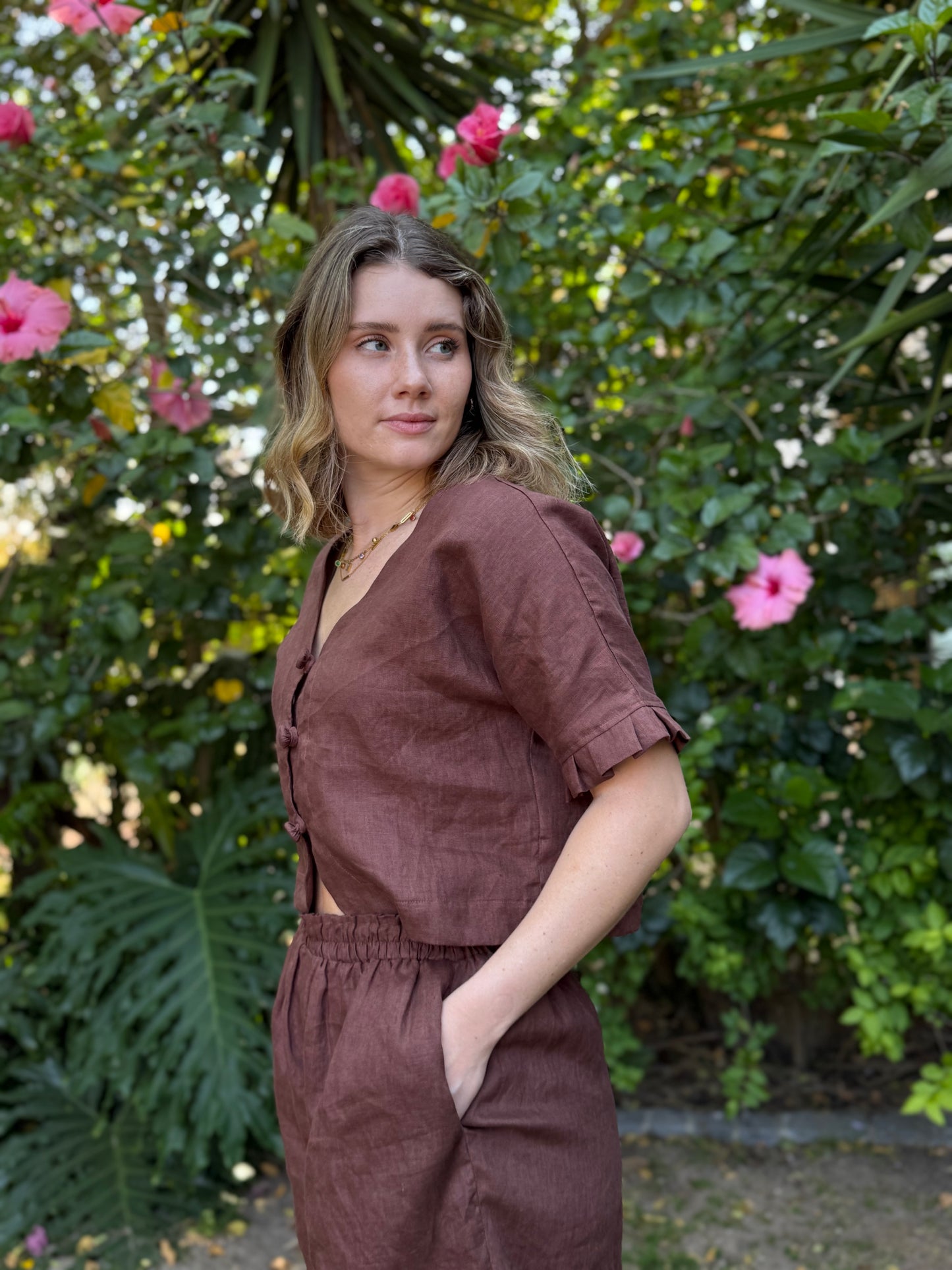 Adore Linen Crop Blouse