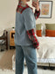 Adore Jacket With Collar - Sky Blue & Check (S/M) - ONE OF A KIND