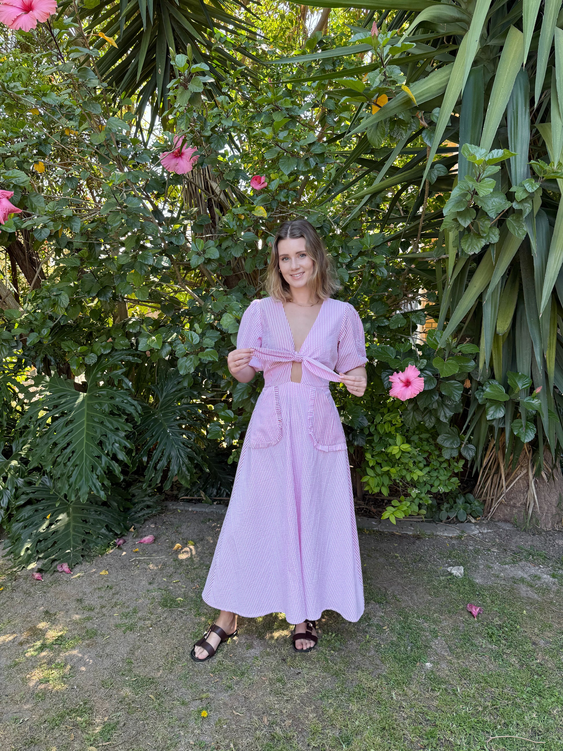 pink knot dress Yours London Women's Plus Size Dark Pink Knot Pleated Maxi Dress Size 12
