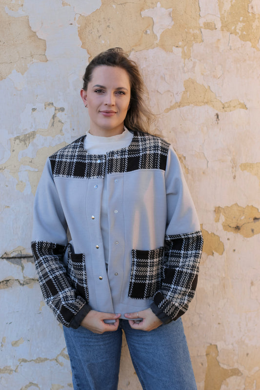Adore Jacket - Check & Dove Grey (L/XL) - ONE OF A KIND