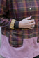 Adore Raglan Sleeve Long Jacket - Multi-colour Check & Pink Suede Scuba (S/M) - ONE OF A KIND