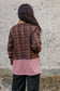 Adore Raglan Sleeve Long Jacket - Multi-colour Check & Pink Suede Scuba (S/M) - ONE OF A KIND