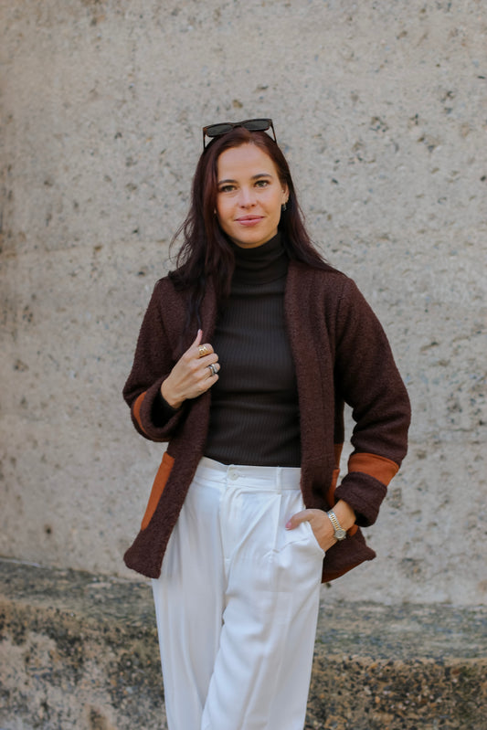 Adore Blazer - Dark Bown Teddy & Caramel (SMALL) - ONE OF A KIND