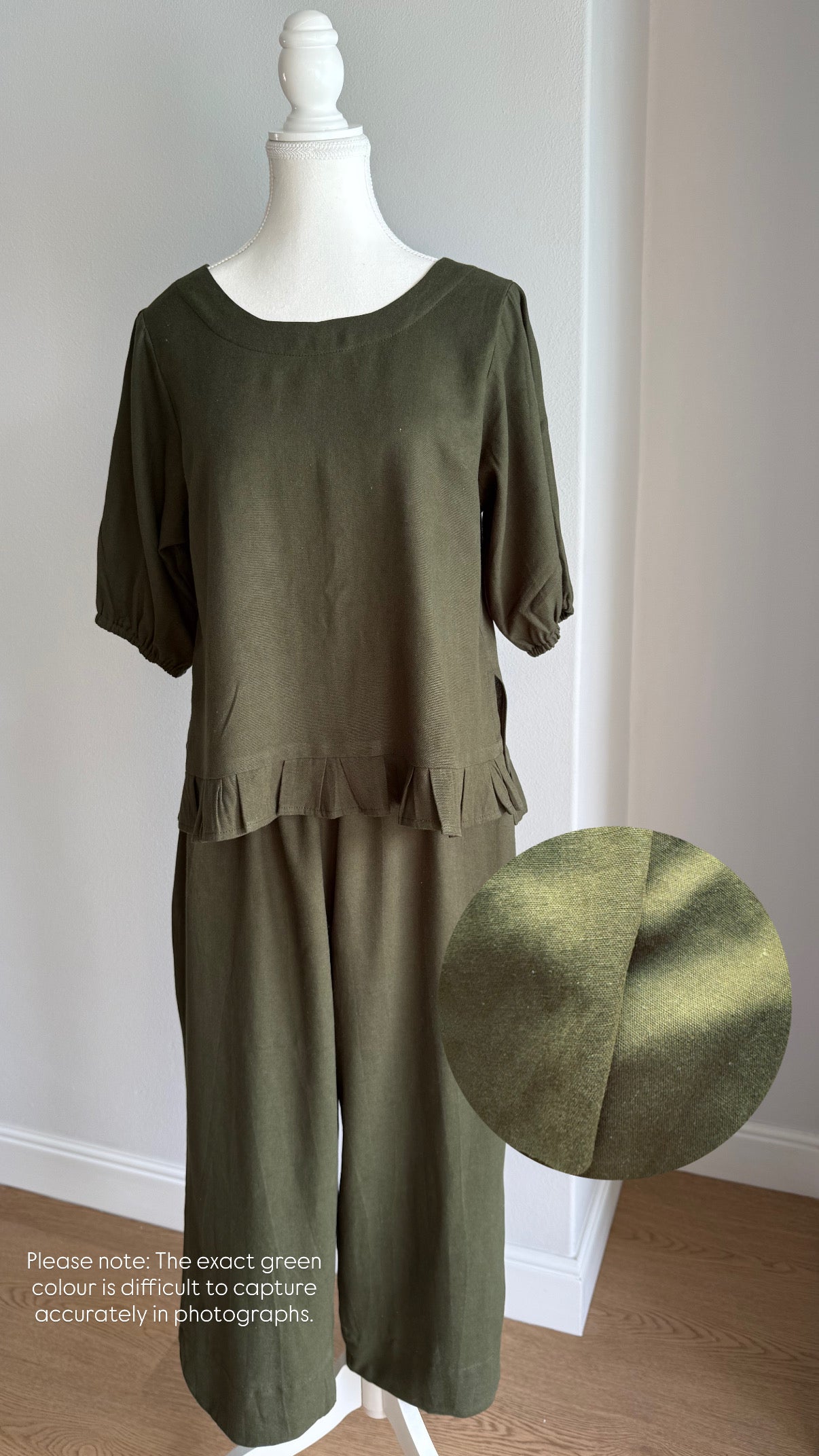 Adore Rayon Linen Set - Forest Green