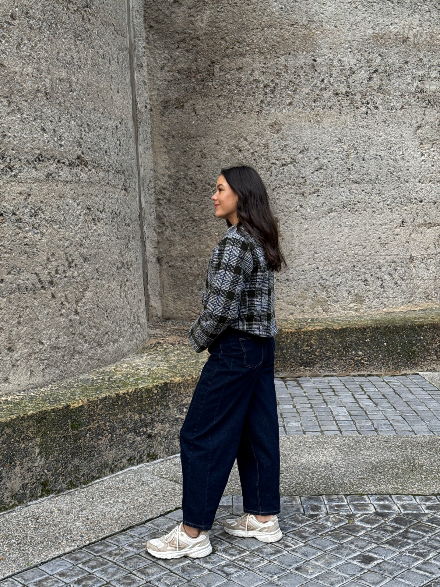 Olive & Blue Tweed Crop Jacket (Lined)