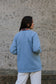 Adore Raglan Sleeve Long Jacket - Sky blue Melton & Urban Check (S/M) - ONE OF A KIND
