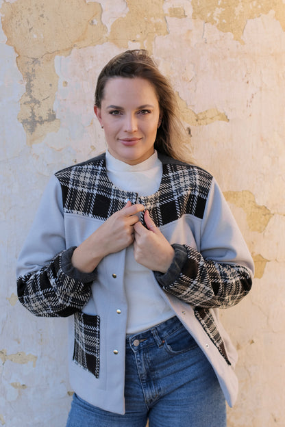 Adore Jacket - Check & Dove Grey (L/XL) - ONE OF A KIND