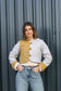 Adore Cover Button Crop Jacket - Half Mustard & Half Grey (S/M)- ONE OF A KIND