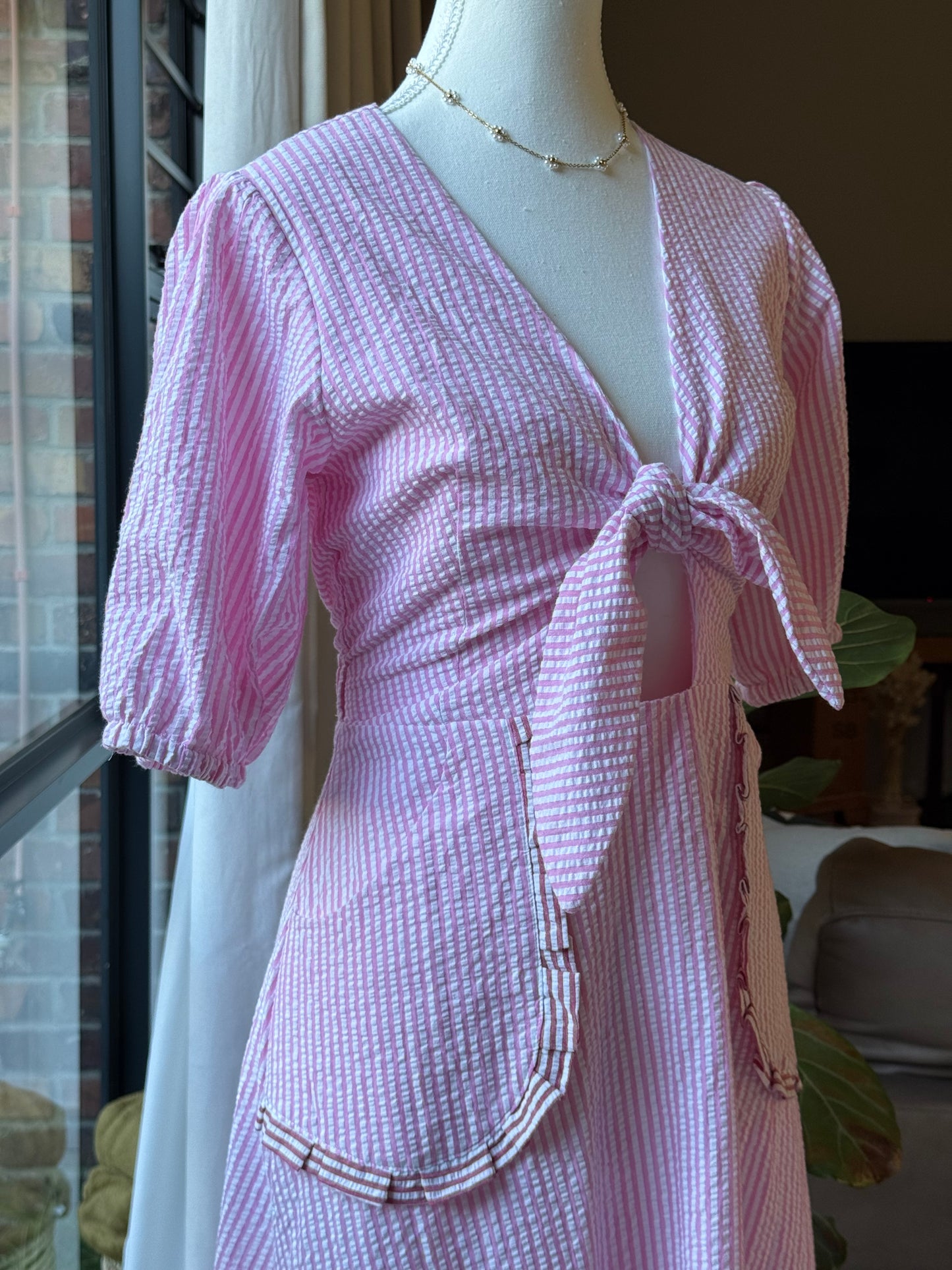 Adore Red & Pink Knot Dress