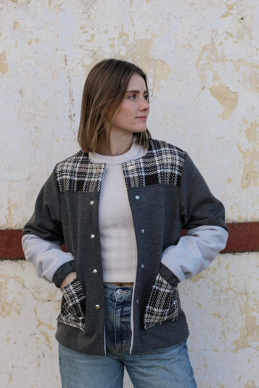 Adore Jacket - Charcoal, Check & Dove Grey (S/M) - ONE OF A KIND