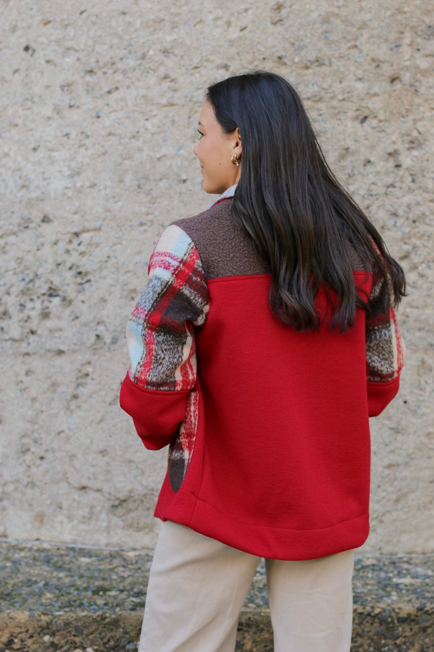 Adore Jacket With Collar - Red Brown Check (XS/S) - ONE OF A KIND