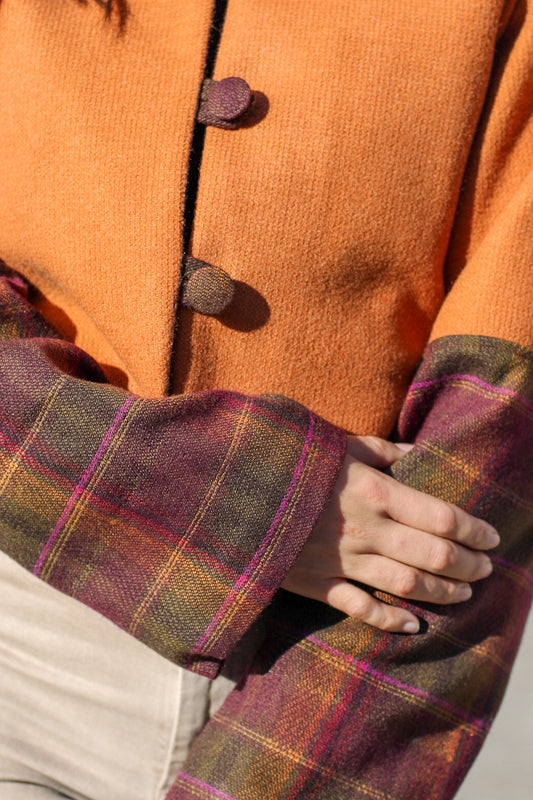 Rust & Aubergine Check - Crop Lined Jacket