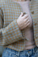 Golden Mustard & Light Grey Houndstooth Crop Jacket- 100% Wool (Lined)