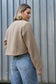Golden Mustard & Light Grey Houndstooth Crop Jacket- 100% Wool (Lined)