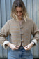 Golden Mustard & Light Grey Houndstooth Crop Jacket- 100% Wool (Lined)