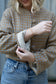 Golden Mustard & Light Grey Houndstooth Crop Jacket- 100% Wool (Lined)