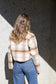 Beige & Brown Check - Crop Lined Jacket