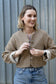 Golden Mustard & Light Grey Houndstooth Crop Jacket- 100% Wool (Lined)