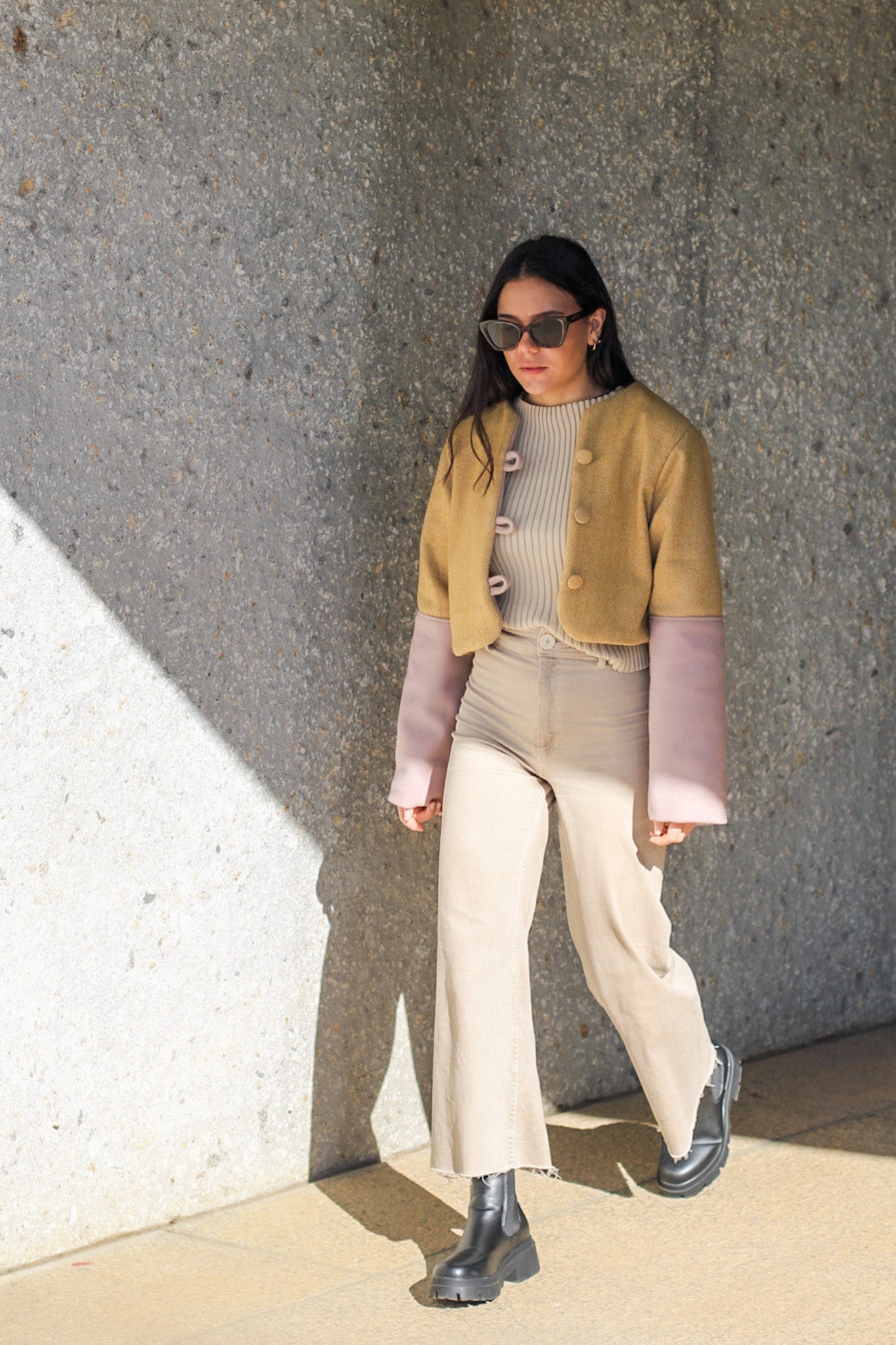 Mustard & Dusty Pink - Crop Lined Jacket