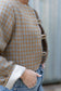 Golden Mustard & Light Grey Houndstooth Crop Jacket- 100% Wool (Lined)