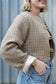 Golden Mustard & Light Grey Houndstooth Crop Jacket- 100% Wool (Lined)