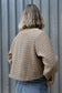 Golden Mustard & Light Grey Houndstooth Crop Jacket- 100% Wool (Lined)