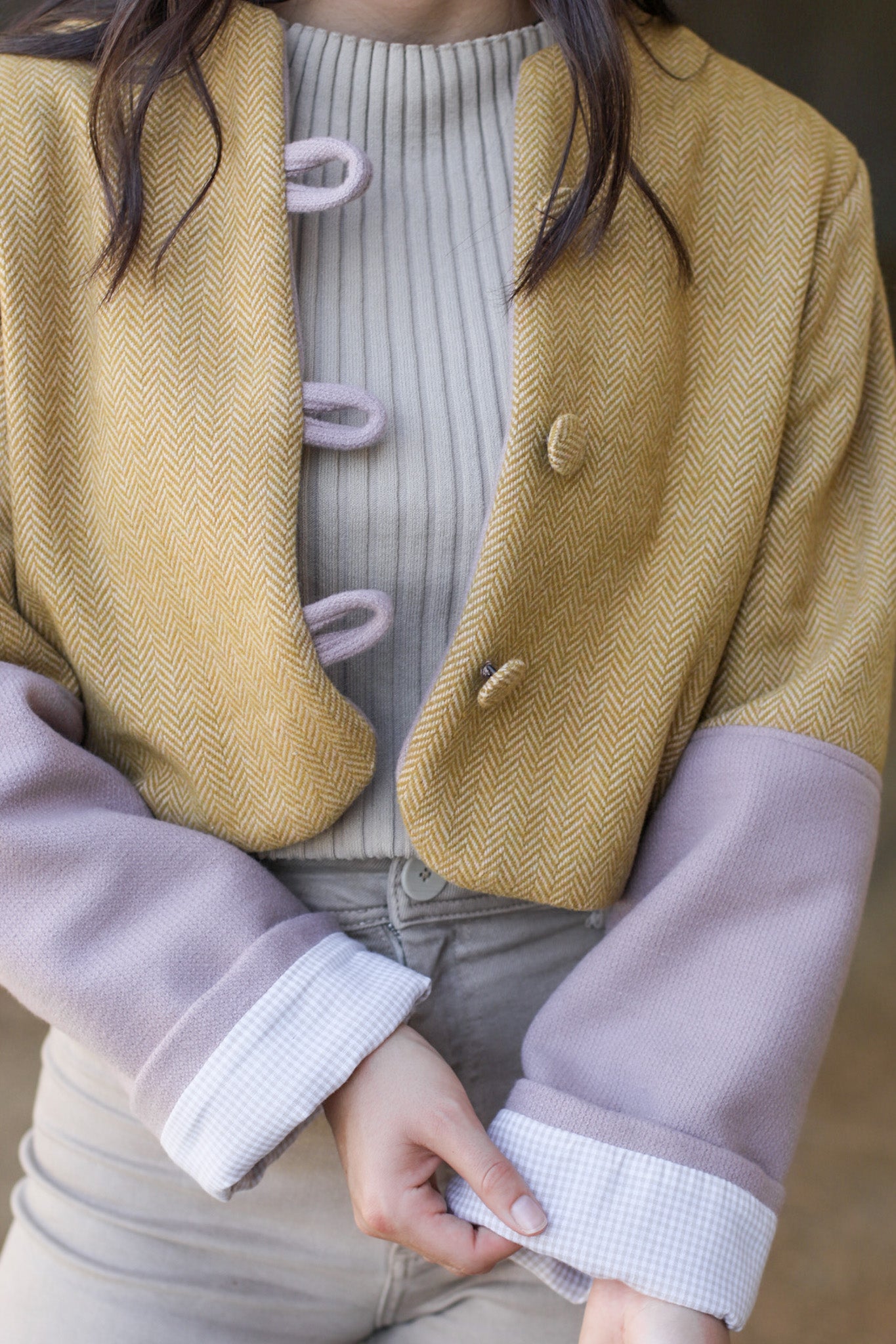 Mustard & Dusty Pink - Crop Lined Jacket