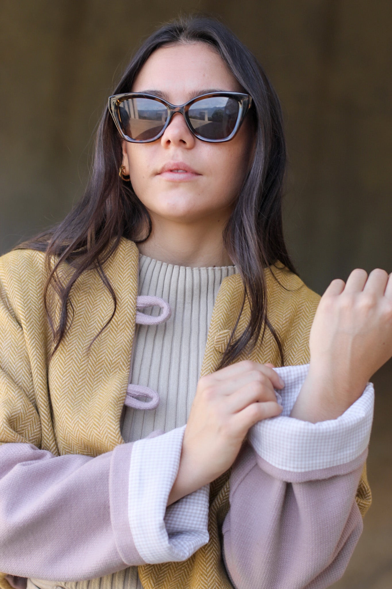 Mustard & Dusty Pink - Crop Lined Jacket