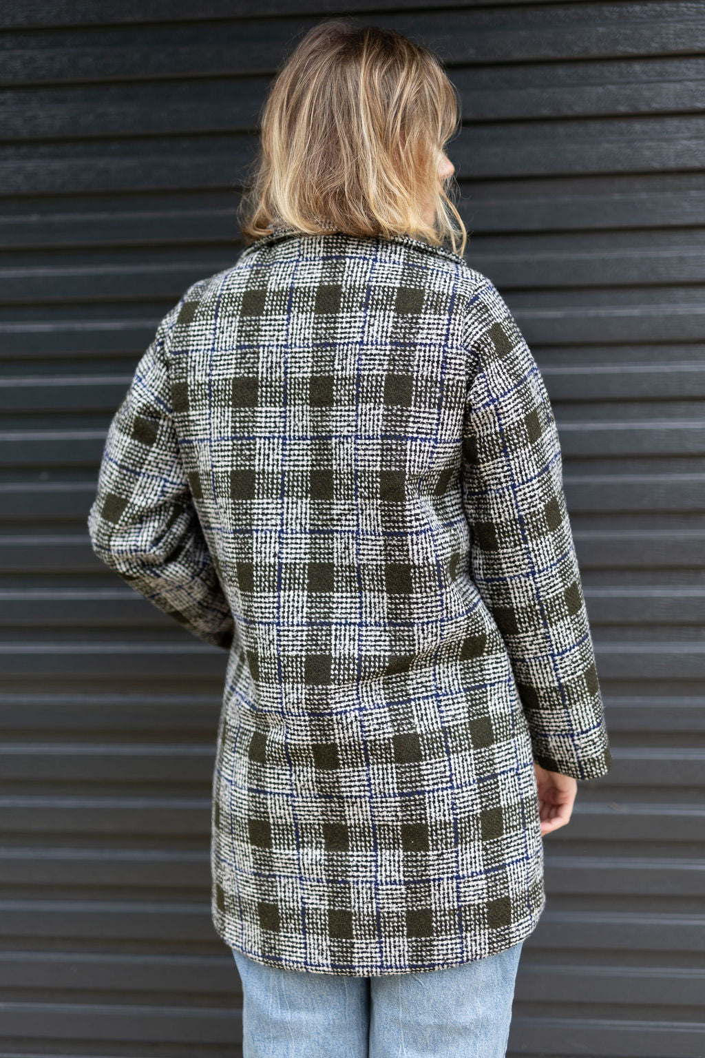 Olive & Blue Tweed Coat (Lined)