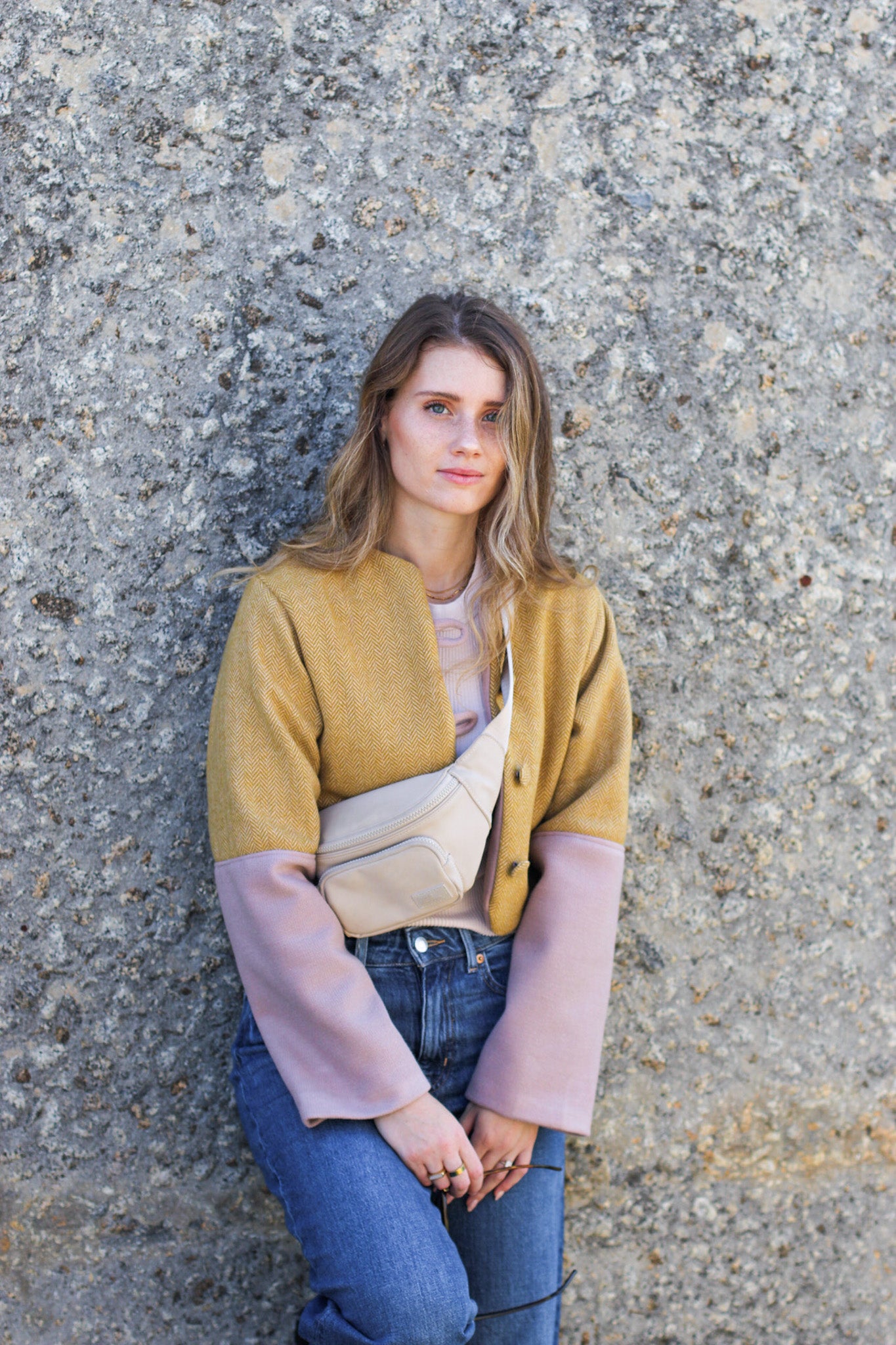 Mustard & Dusty Pink - Crop Lined Jacket