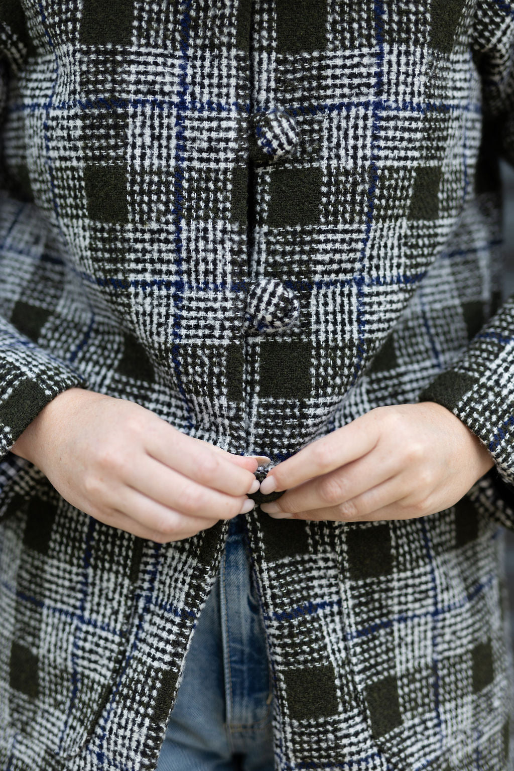 Olive & Blue Tweed Coat (Lined)