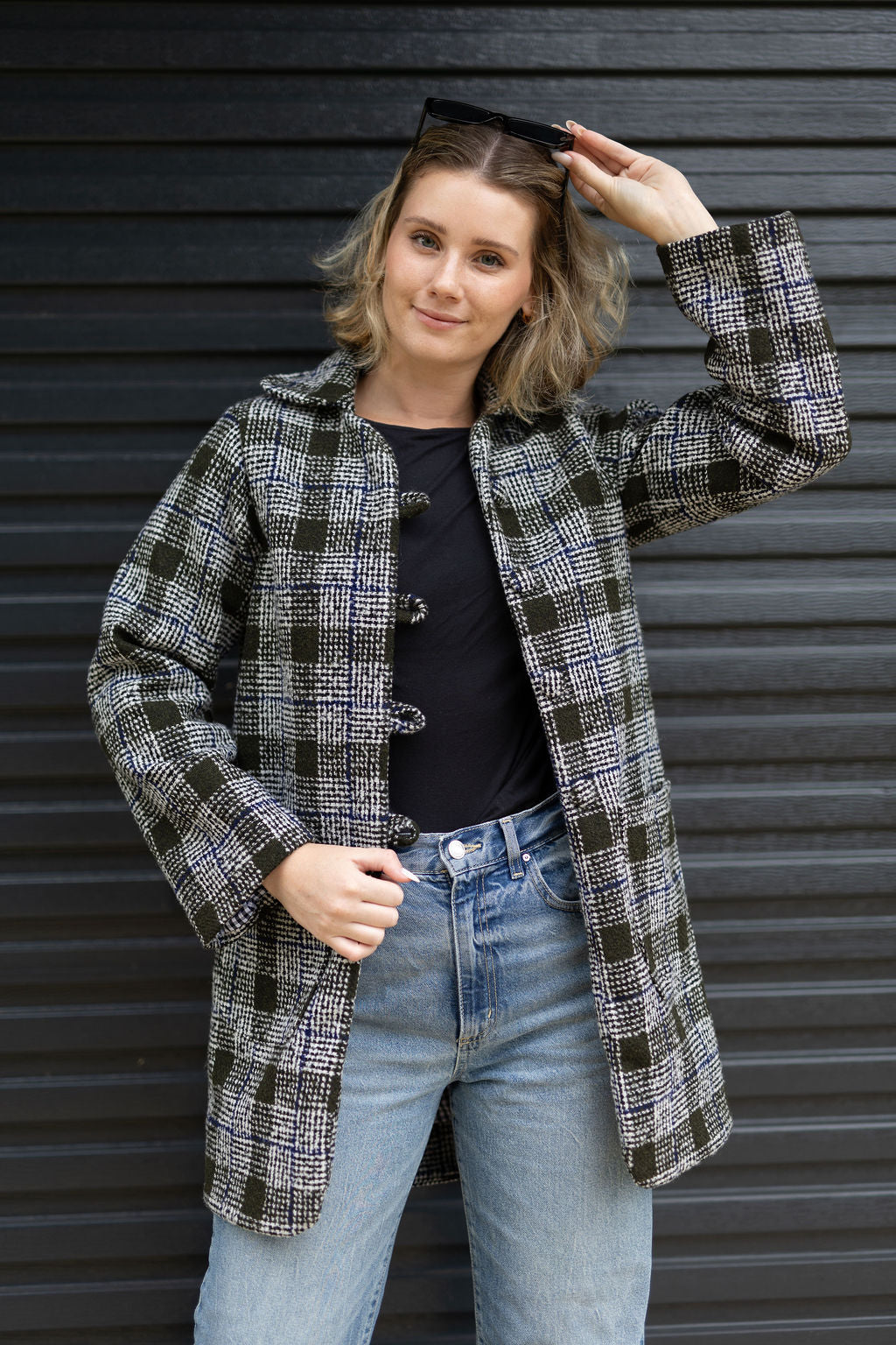 Olive & Blue Tweed Coat (Lined)