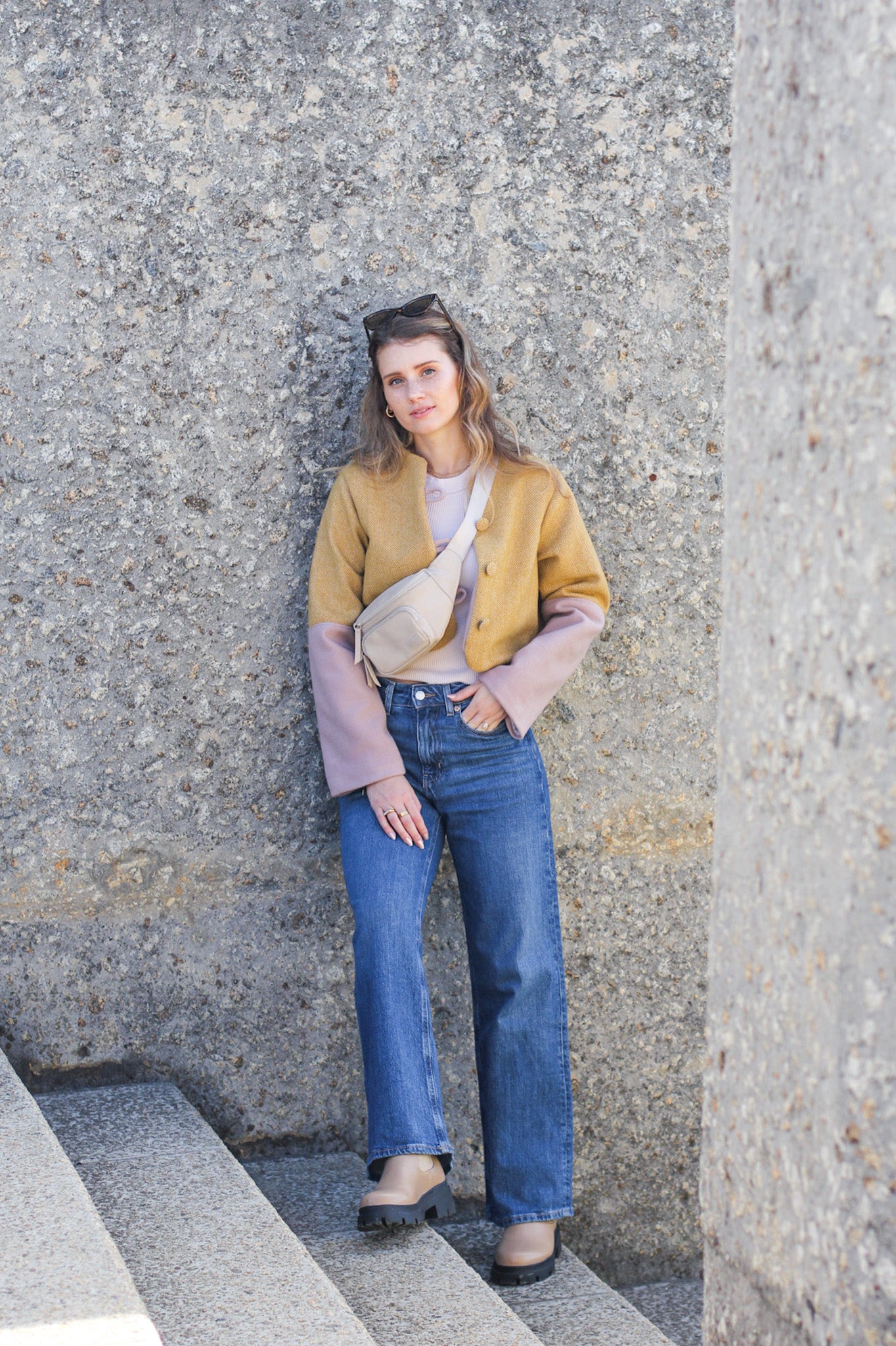 Mustard & Dusty Pink - Crop Lined Jacket