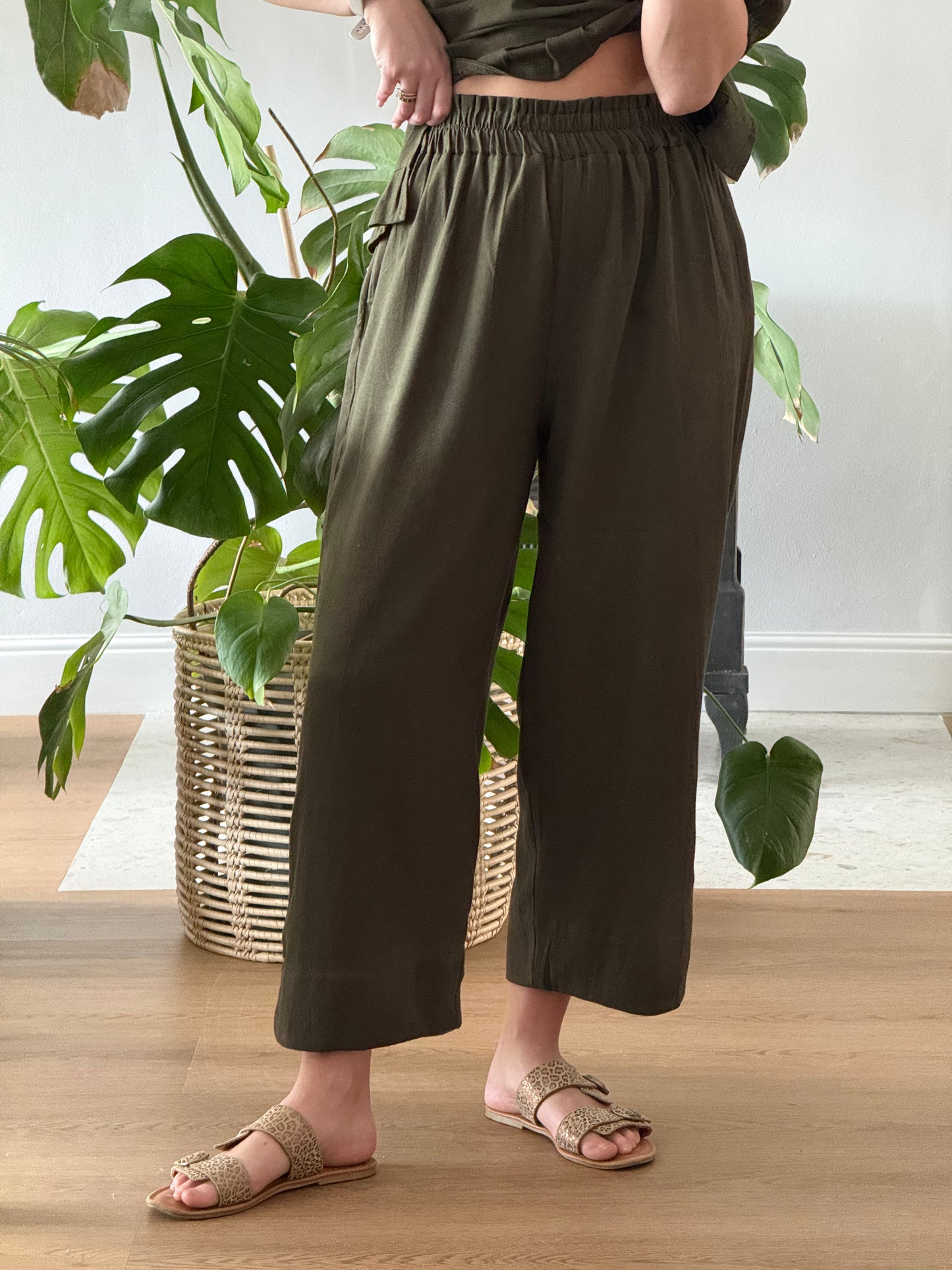 Adore Rayon Linen Set - Forest Green