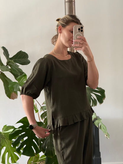 Adore Rayon Linen Set - Forest Green